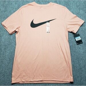 The Nike Tee T-Shirt Mens M Peach/Orange Center Swoosh Logo Short Sleeve New